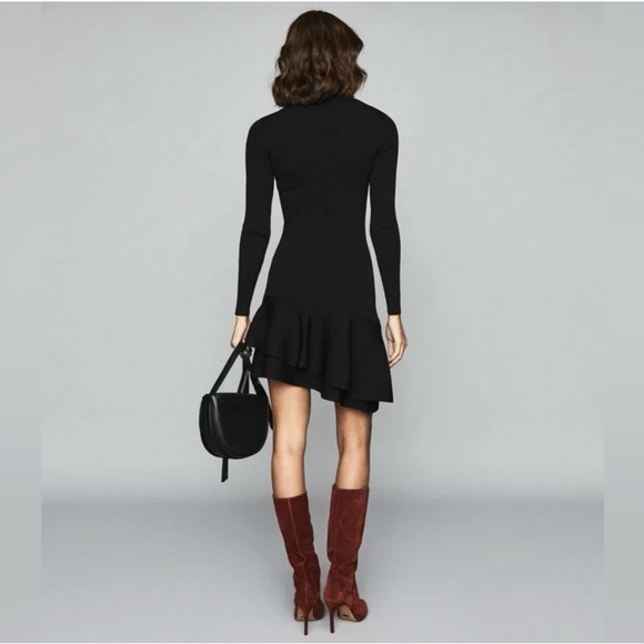 💫HP‼️💫 NWOT REISS Finn Turtleneck Ribbed Knit Dress in Black, Size Medium - Picture 5 of 11